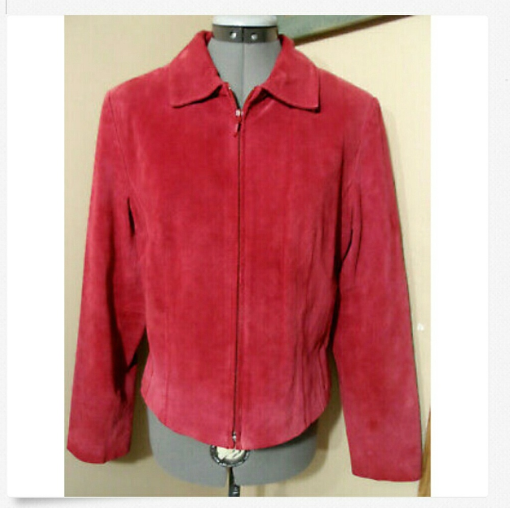 COLDWATER CREEK Suede Blazer Jacket M Light Red